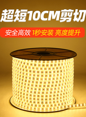 LED灯带220V无导线10公分自由裁剪20cm橱柜吊顶超亮防水暖光灯条