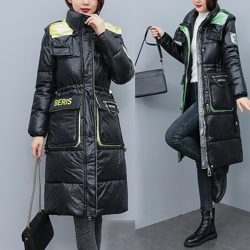 2023冬季潮牌欧货高端中长款羽绒服特大码棉衣加厚保暖运动外套女