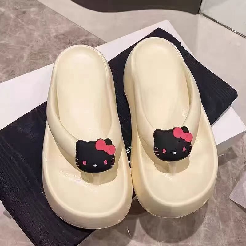 凯蒂猫人字拖鞋女夏季网红外穿时尚ins潮厚底防滑沙滩夹脚凉拖鞋