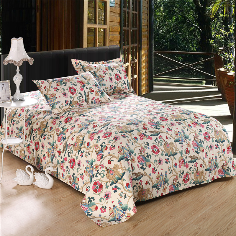 单件加厚双人米床纯棉老粗布