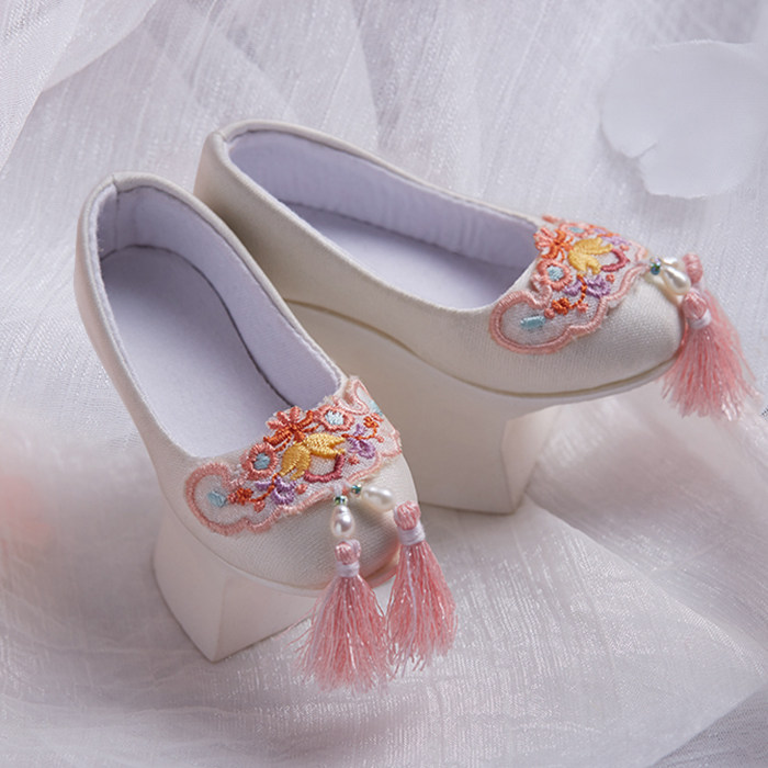 龙魂配件 bjd 女夷同款鞋子云纹花朵刺绣花盆鞋60s-1008