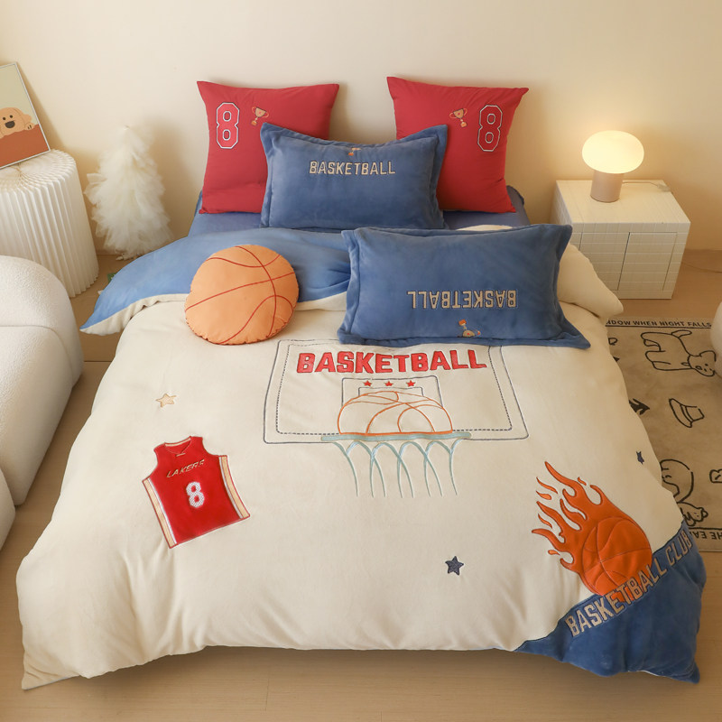 儿童a类牛奶绒四件套床笠防静电珊瑚绒2025新款冬季加厚双面加绒