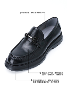 Q5XXL0042 00401利家春季新款商务休闲懒人一脚蹬牛皮鞋