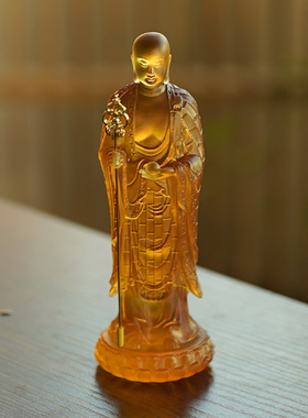 古法琉璃地藏王菩萨佛像摆件