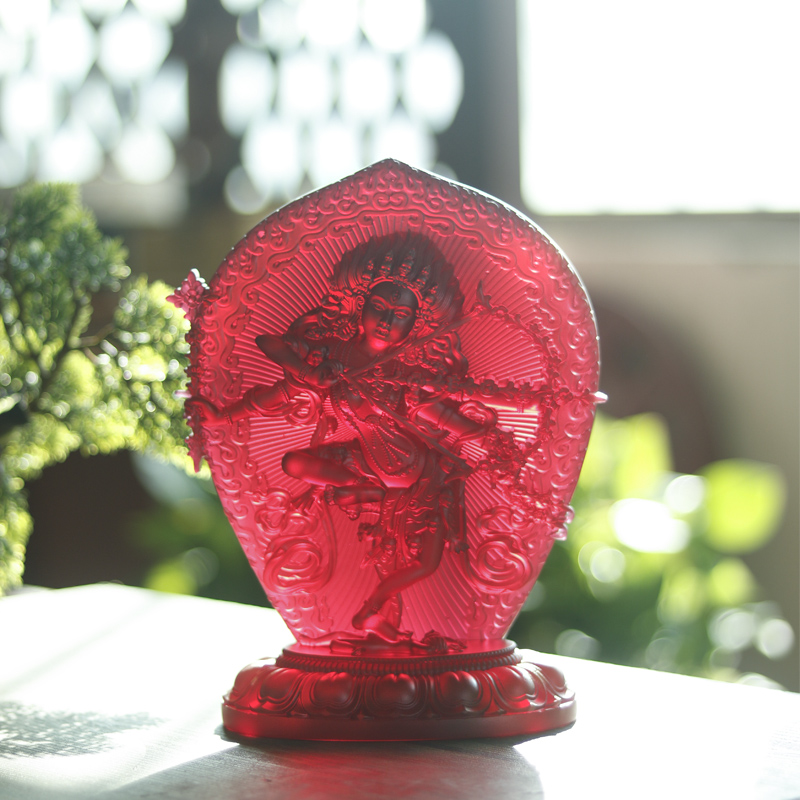 古法琉璃佛像红色作明佛母居家供奉寺庙家用客厅桌面摆件日常送礼