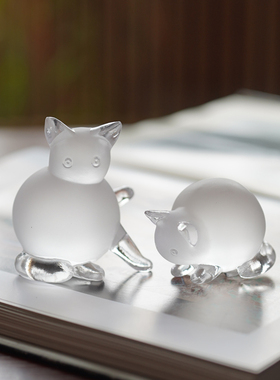 珍悦古法琉璃好奇机灵淘气猫摆件