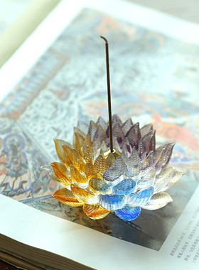 珍悦琉璃帝王莲莲花香插摆件
