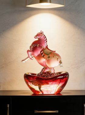 琉璃马上富贵招财马桌面摆件