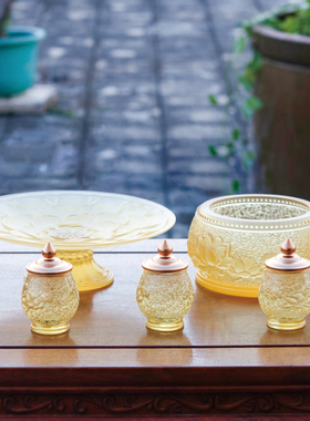 古法琉璃香炉果盘莲花灯水杯