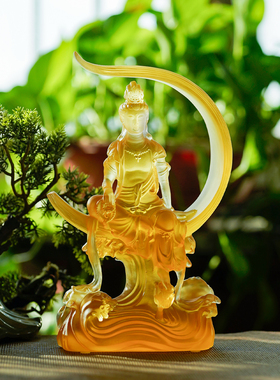 琉璃水月观音菩萨家用桌面摆件