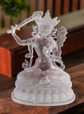 珍悦古法琉璃文殊佛像摆件