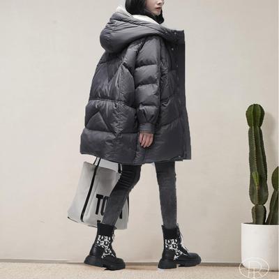 茧型云朵鹅绒中长款大牌连帽