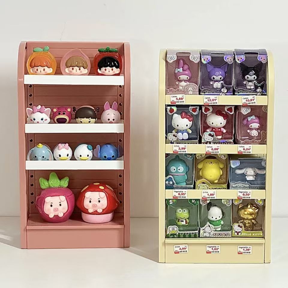小鼻噶米粒公仔收纳架微缩超市货架萌粒展示架娃屋模型摆件