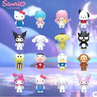 三丽鸥伴伴联萌盲盒帕恰狗淘气猴大口仔酷企鹅贝克鸭摆件手办公仔
