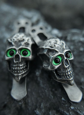 喵家MLD通用手电筒背夹绿色荧光大眼骷髅头腰夹金属电筒外挂EDC