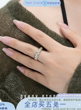 精致细节！点钻环扣开口戒指轻奢