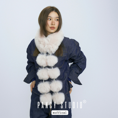 软糯毛绒绒！质感毛球围巾仿皮草