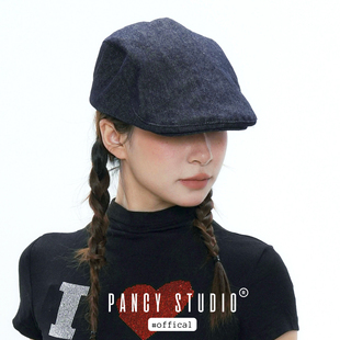 PANCY时尚轮回版型超正！硬挺牛仔前进帽经典复古画家帽老钱风帽