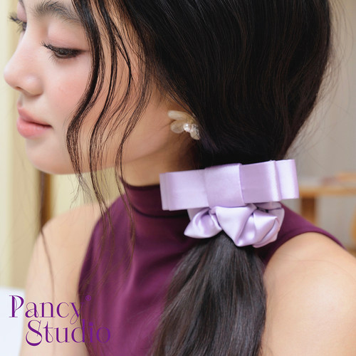 PANCY缎面质感色丁布蝴蝶结发圈少女系公主大小姐风发绳马尾绳