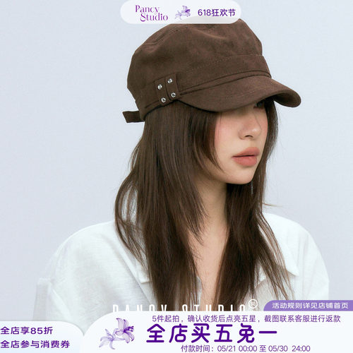 质感秋冬美拉德麂皮绒平顶帽