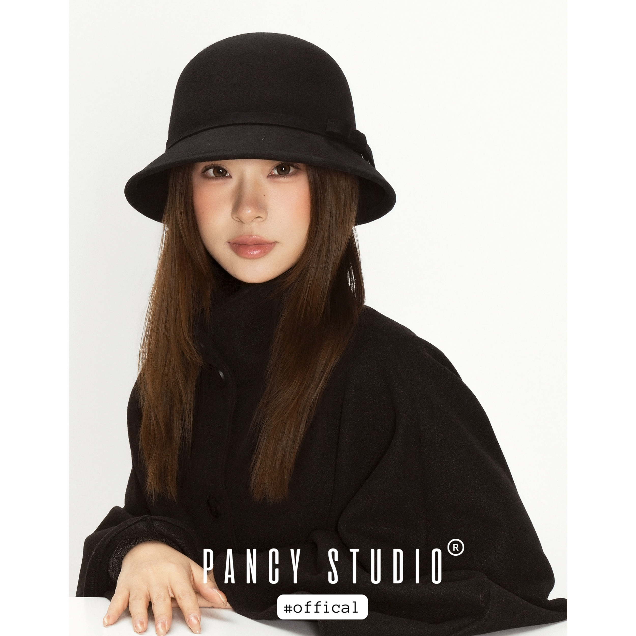 PANCY优雅赫本风~羊毛呢礼帽法式千金渔夫帽子秋冬复古小香风礼帽