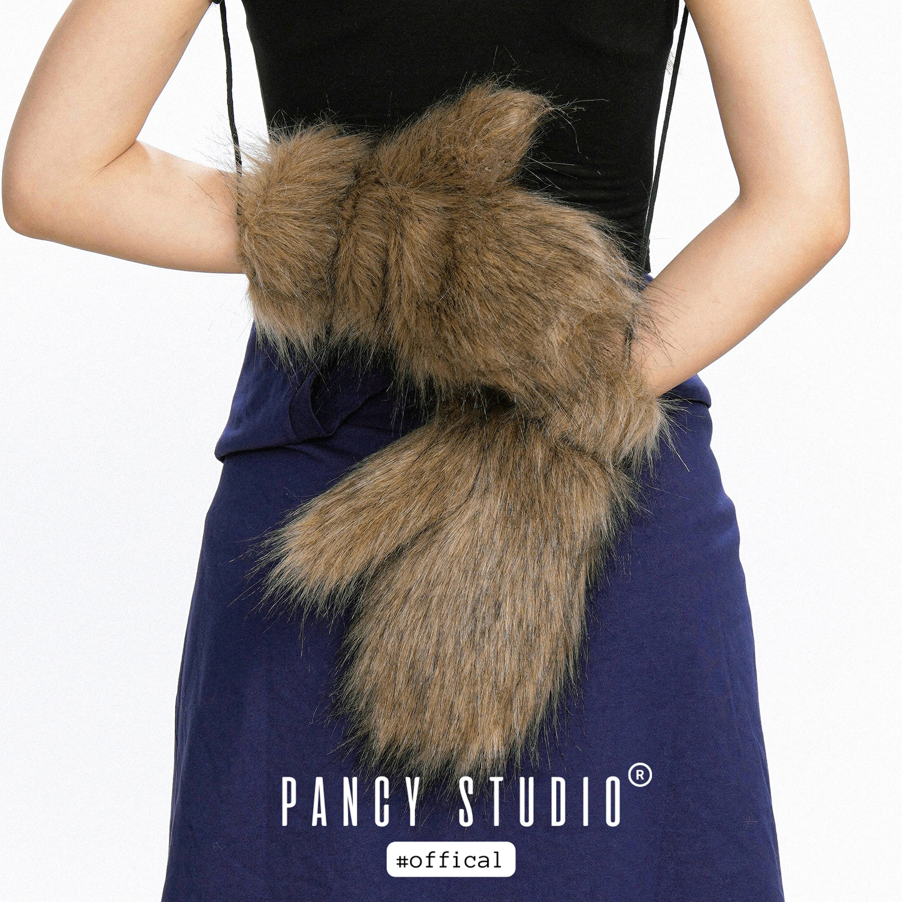 PANCY可爱大手套~挂脖毛绒手套防寒保暖冬季时髦潮流连指手套女