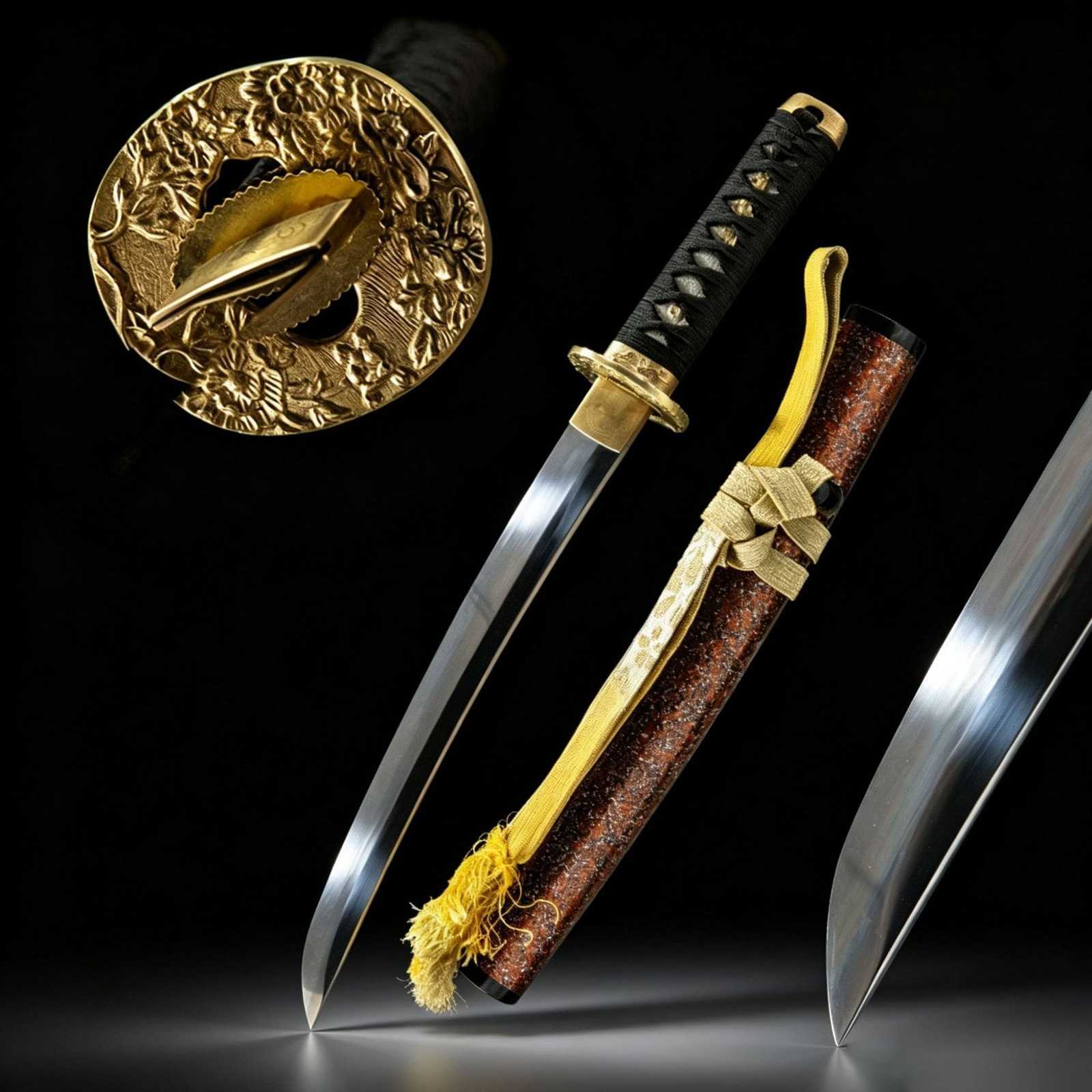 龙泉刀剑手工一体胁差短刀日本刀武术户外小刀武士刃居合道未开刃