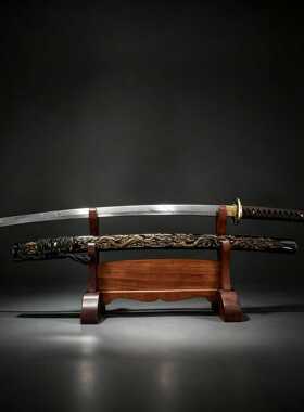 一体大马士革纹日本刀东洋居合刀武士刃长刀katana道具收藏未开刃