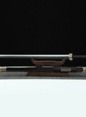 龙泉市刀剑花纹钢烧刃春秋剑八面