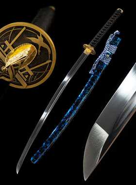 手工锻打弹簧钢武士刃日本武式长刀一体打刀居合道katana未开刃