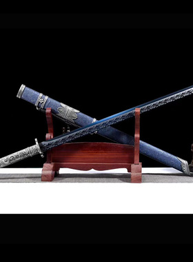 唐横刀一体锰钢烤蓝战刀绣春刀