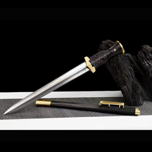 龙泉市刀剑短剑小汉剑瓦面小秦剑花纹钢一体唐剑防身宝剑未开刃