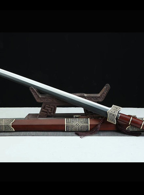 秦剑八面汉剑花纹钢一体长款防身