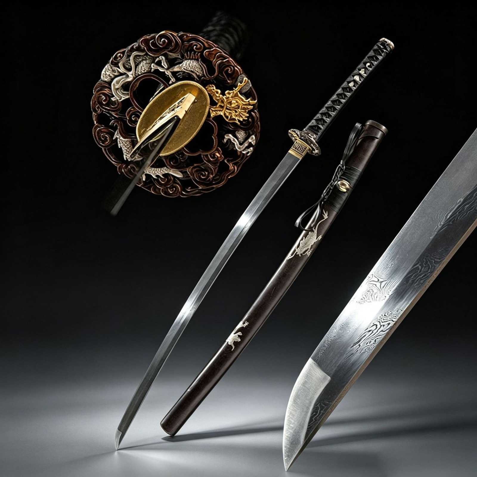 银龙打刀手工扭转纹日本刀铜鞘雕刻刀剑一体katana武士刃未开刃