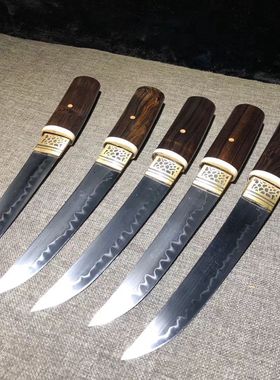 龙泉手工锻打隐刃小刀一体百炼钢