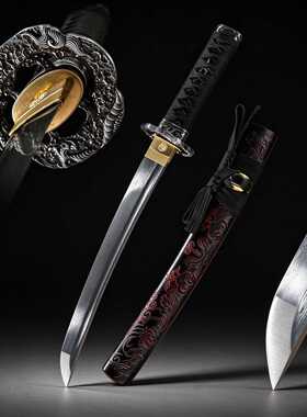 外贸手工花纹钢胁差日本短刀东洋居合刀一体武士刀剑工艺品未开刃