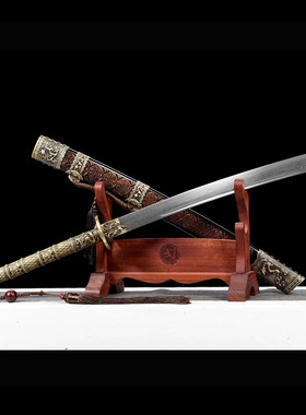 康熙战刀花纹钢一体刀剑双手刀