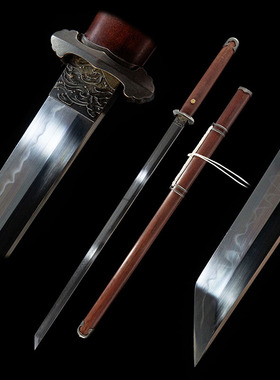 陌尘唐刀简装黄铜仿古装具龙凤檀