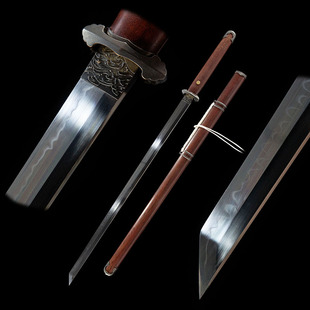 陌尘唐刀简装唐刀黄铜仿古装具龙凤檀实木鞘纯手工古法研磨未开刃