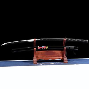 指挥刀Katana宝剑未开刃 龙泉市刀剑1045中碳钢发黑战术黑武士日式