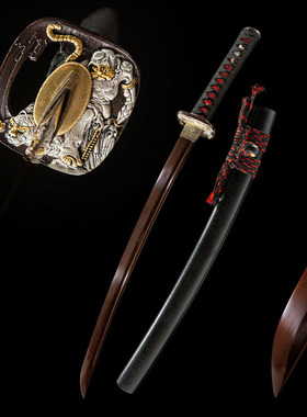 外贸手工锻打花纹钢日本刀胁差