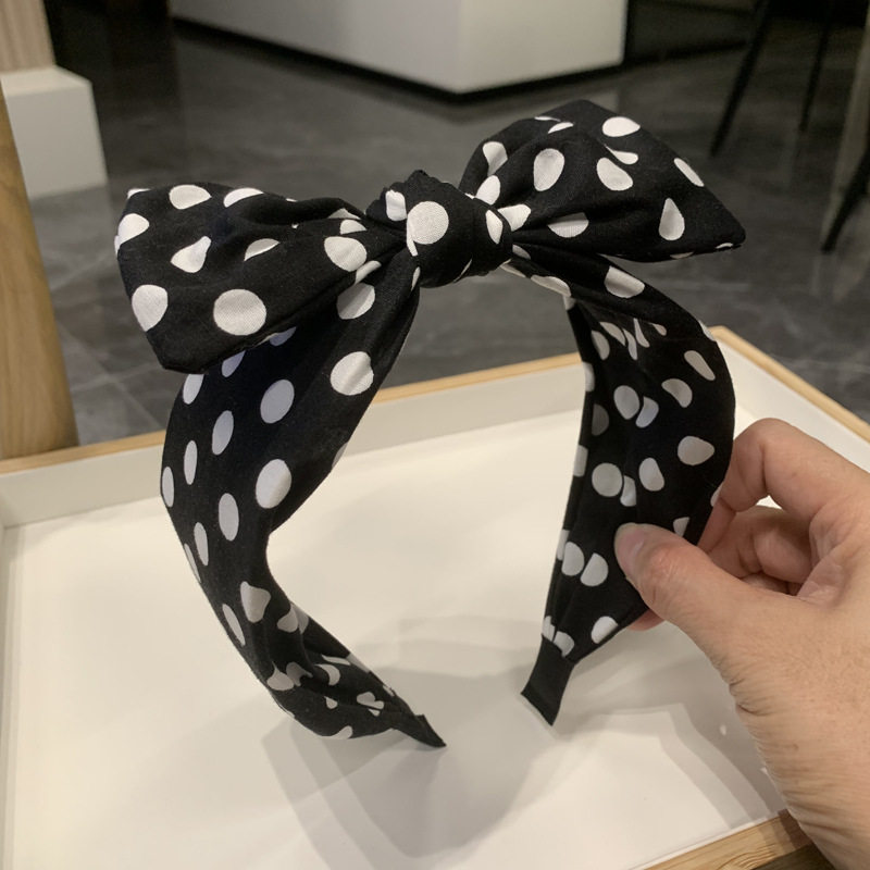 大蝴蝶结发箍波点布艺发饰