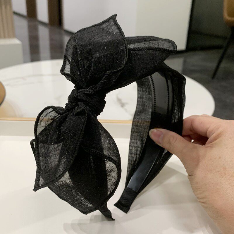 蝴蝶结带齿防滑蕾丝网纱头箍