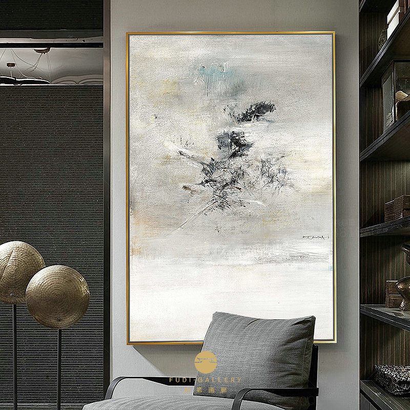 赵无极抽象画现代中式玄关装饰画走廊过道酒店挂画样板间轻奢大气