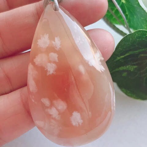 天然马达加斯加海洋玉髓樱花玉髓水滴吊坠满满的樱花超美
