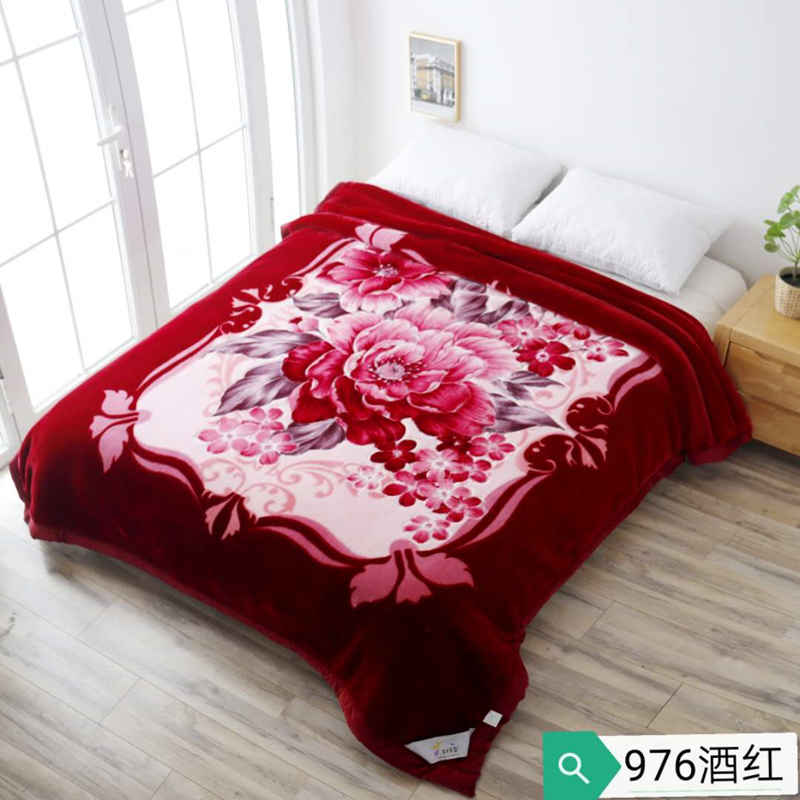 拉舍尔毛毯11斤12斤加厚双层双人冬季结婚庆大红床品绒盖毯子被子