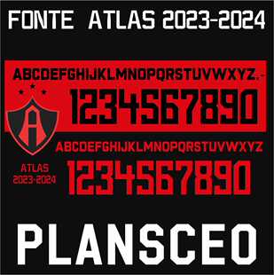 图谱Fonte atlas 2023-2024足球服logo号码字体矢量cdr设计素材