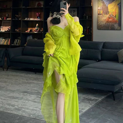 气质名媛不规则涤纶纯色拼接褶皱