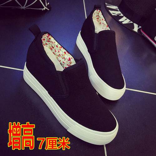 帆布鞋女爱的梦内增高一脚蹬休闲