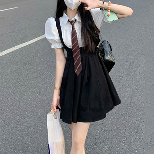 初恋裙子小个子背 韩式 学院风jk制服套装 连衣裙夏季 清纯奶甜泡泡袖
